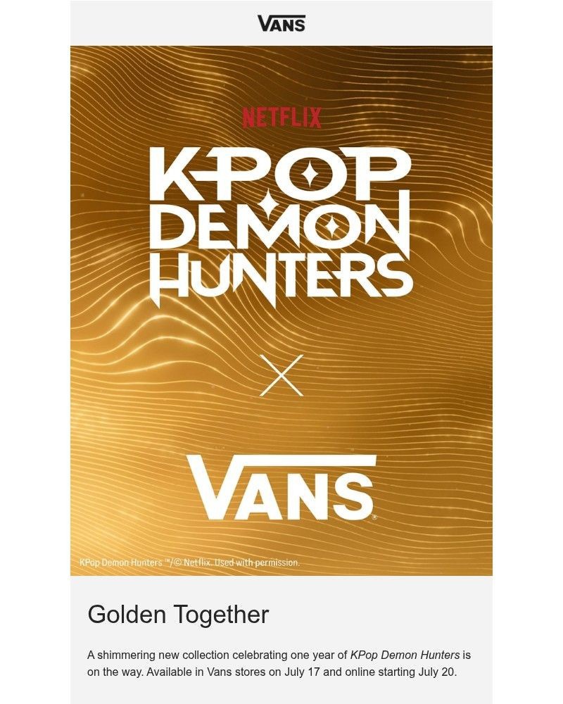 Screenshot of email sent to a Vans Registered user