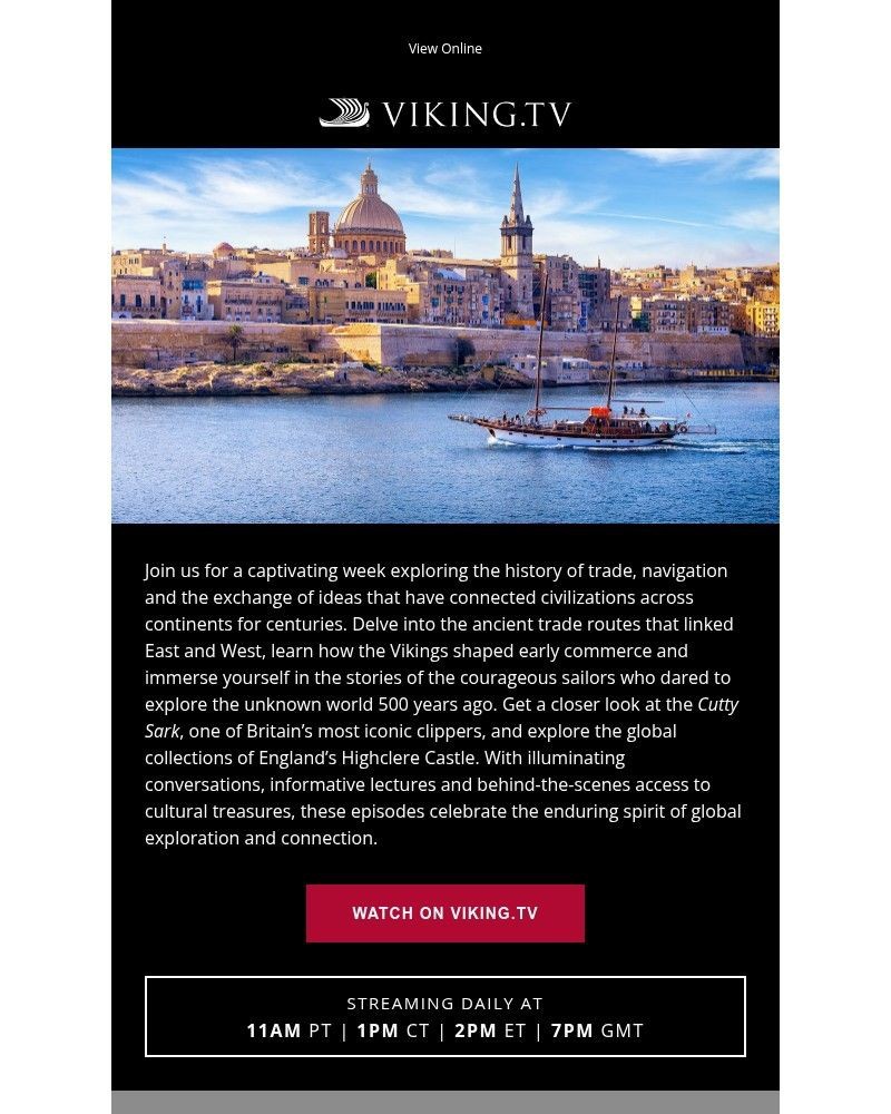 Screenshot of email sent to a Viking Cruises Newsletter subscriber