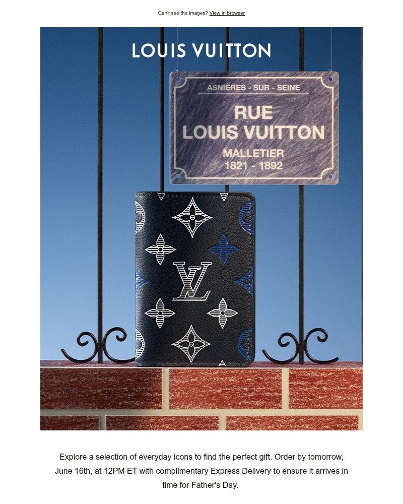 Screenshot of email sent to a Louis Vuitton Newsletter subscriber