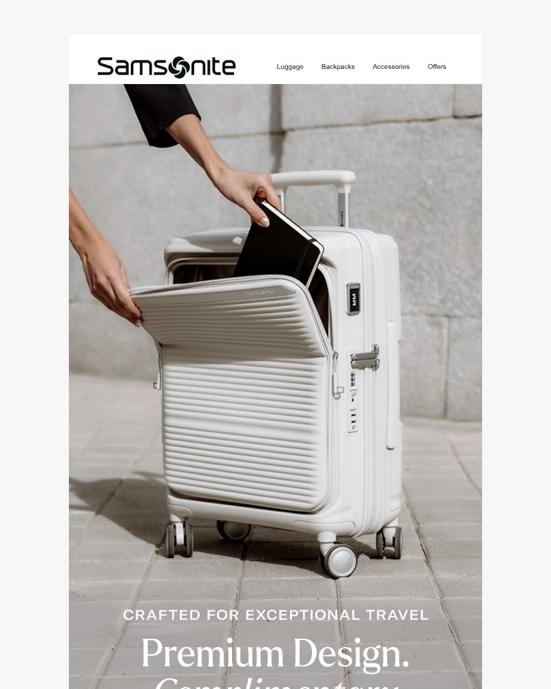 Screenshot of email sent to a Samsonite Newsletter subscriber