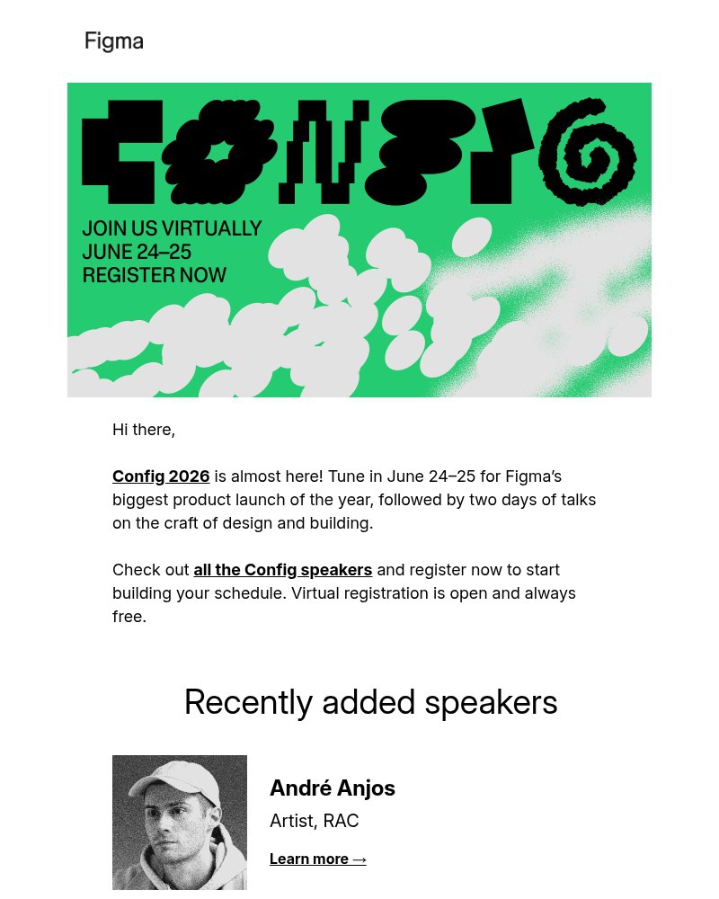 Screenshot of email sent to a Figma Registered user