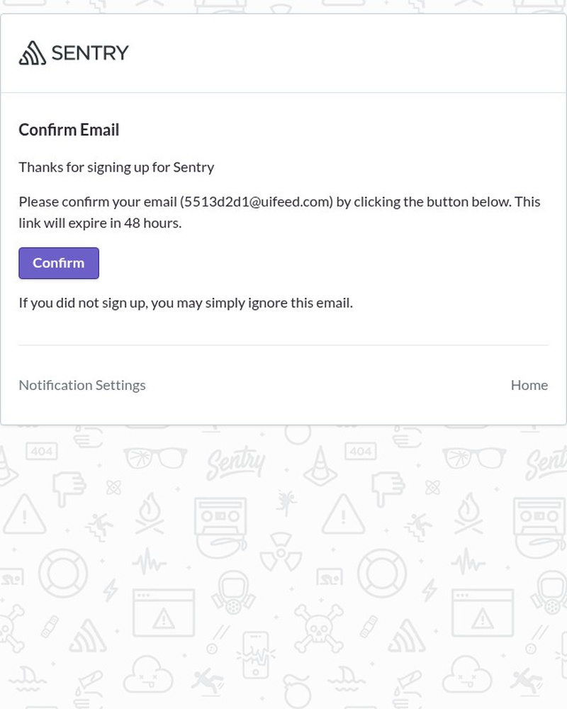 Screenshot of email sent to a Sentry Trial user