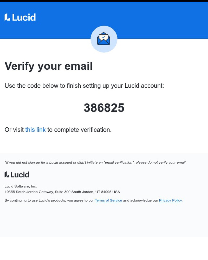 Screenshot of email sent to a Lucidchart Trial user