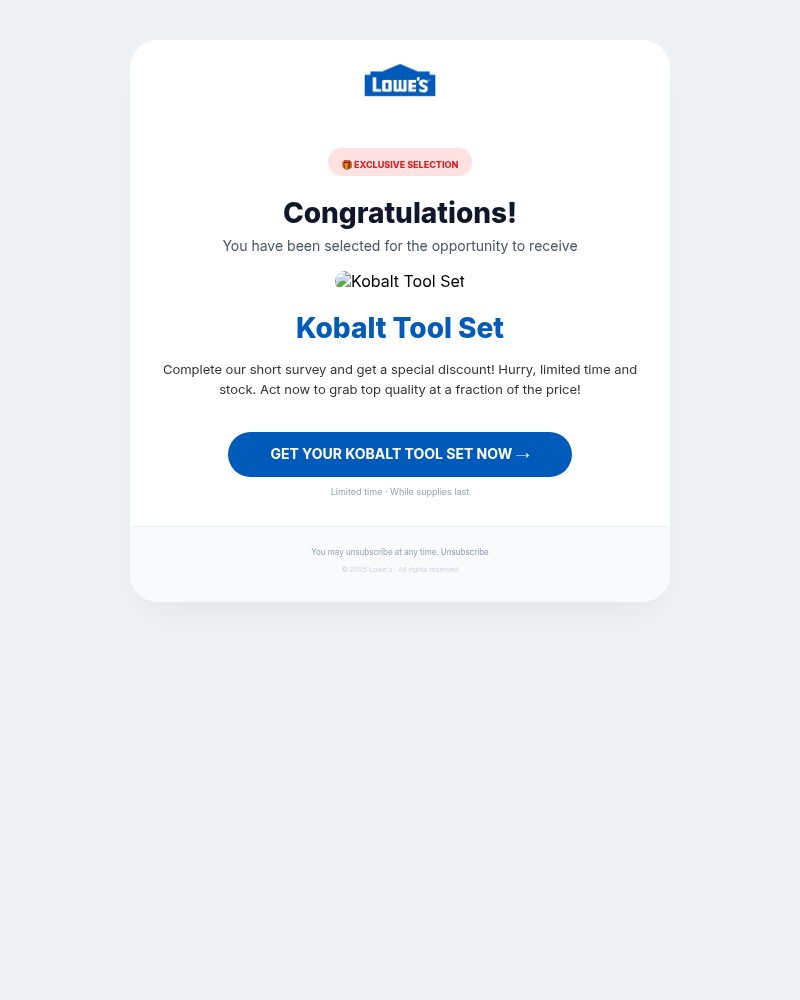 Screenshot of email with subject /media/emails/congratulations-youve-been-selected-for-a-kobalt-tool-set-9c9aa1-cropped-ad4dbca3.jpg