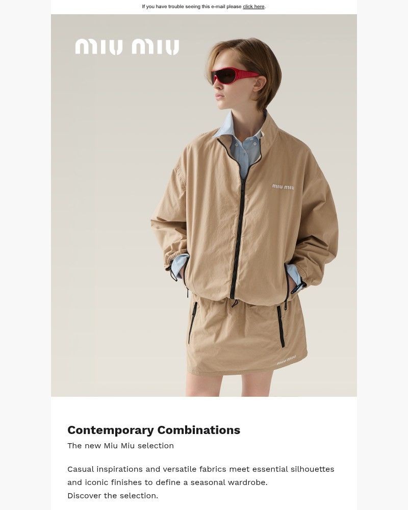 Screenshot of email sent to a Miu Miu Newsletter subscriber