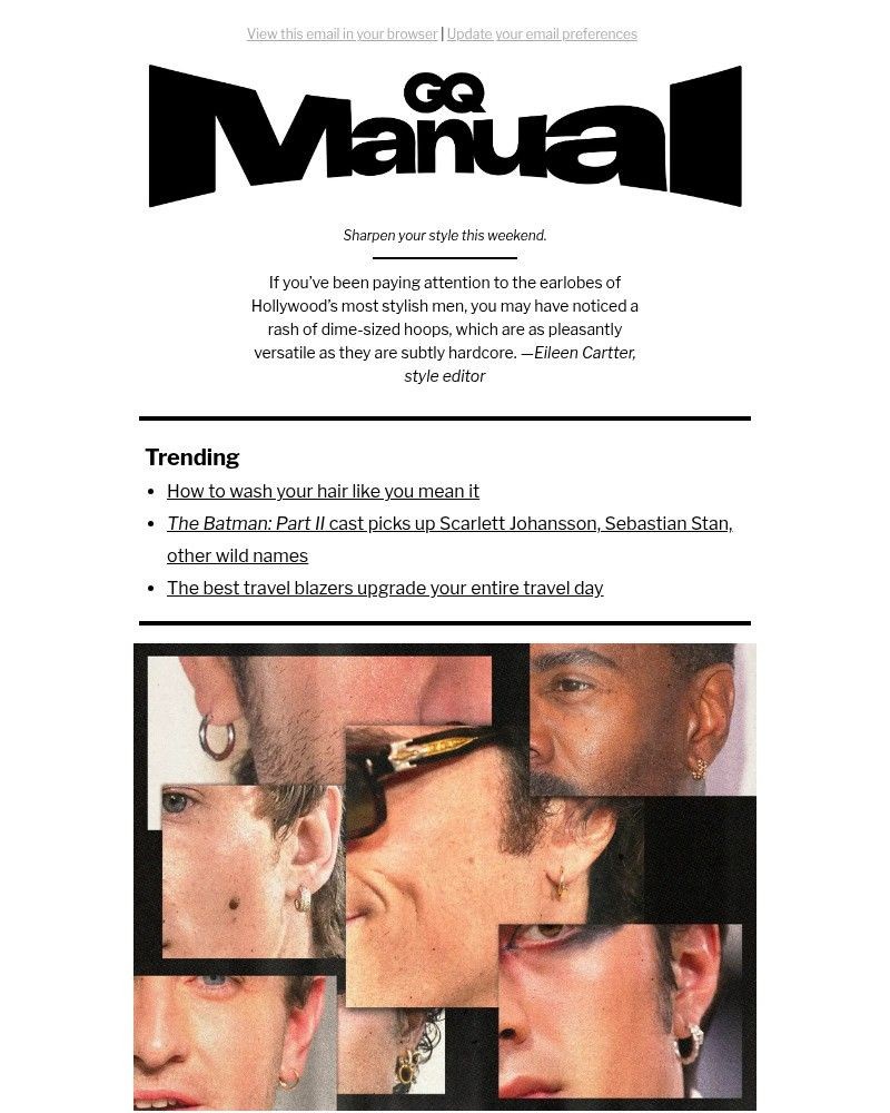 Screenshot of email sent to a GQ Newsletter subscriber