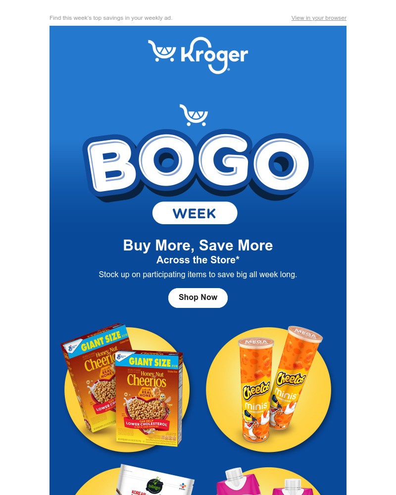 Screenshot of email sent to a Kroger Registered user
