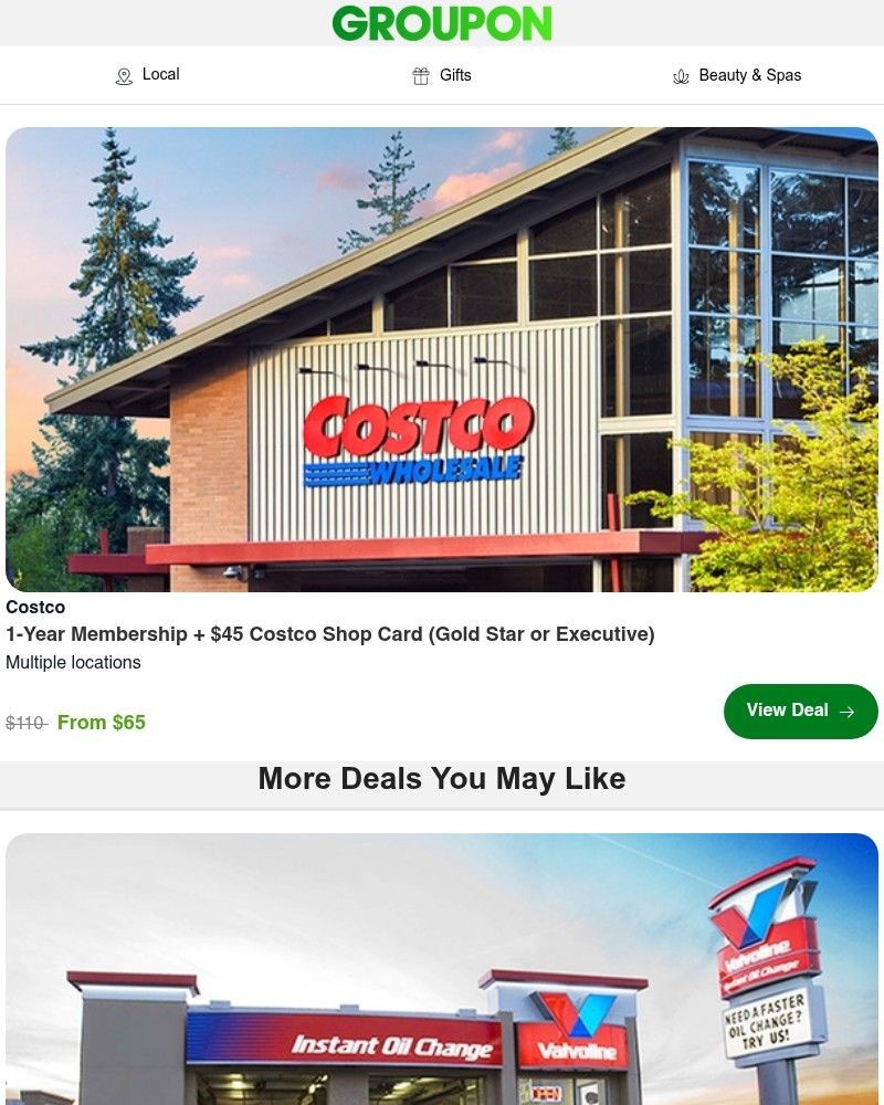 Screenshot of email sent to a Groupon Newsletter subscriber