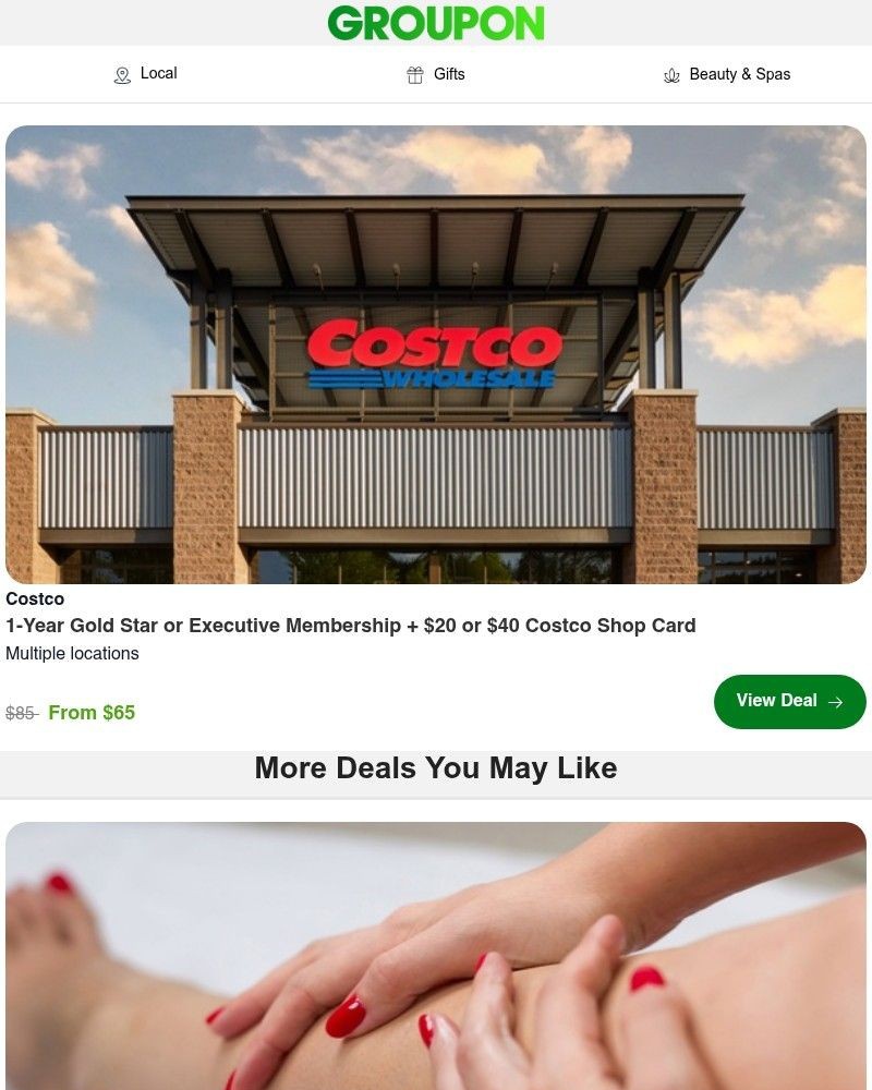 Screenshot of email sent to a Groupon Newsletter subscriber