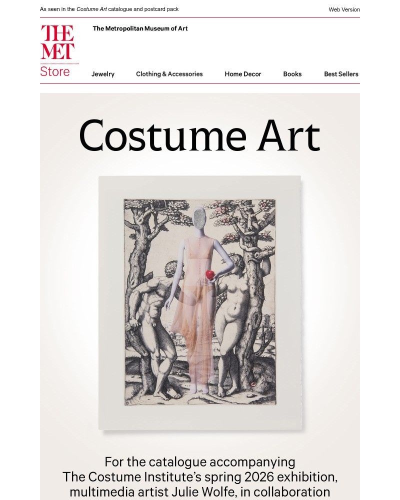 Screenshot of email sent to a The Metropolitan Museum of Art (The Met) Newsletter subscriber