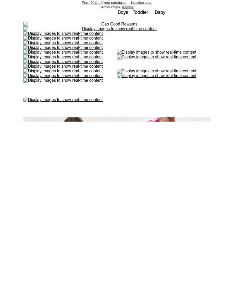 Screenshot of email sent to a Gap Newsletter subscriber