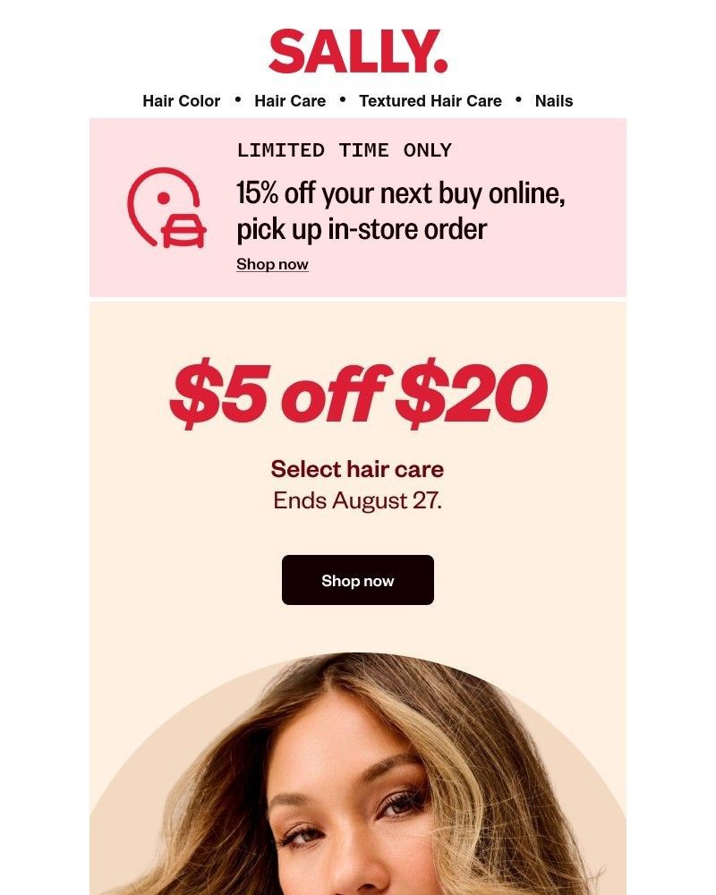 Screenshot of email with subject /media/emails/countdowns-on-5-off-20-hair-care-wont-wait-9ea0c9-cropped-295a5281.jpg