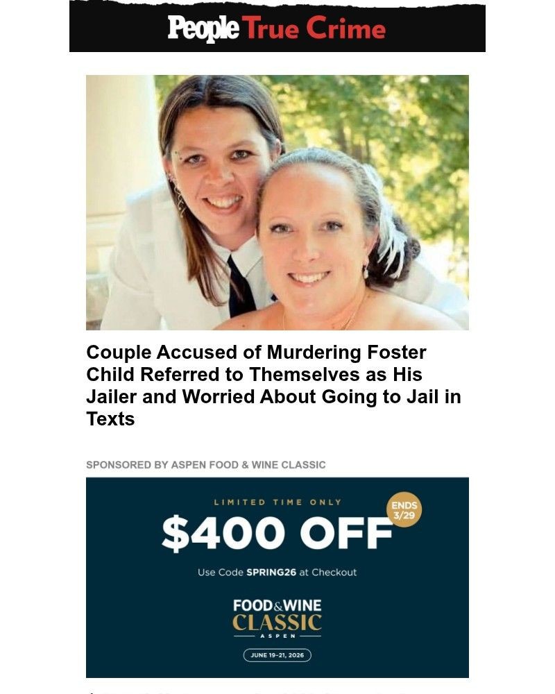 Screenshot of email sent to a People Newsletter subscriber