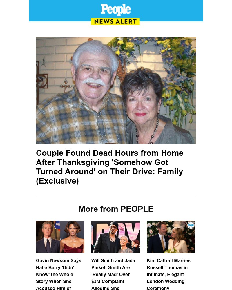 Screenshot of email sent to a People Newsletter subscriber