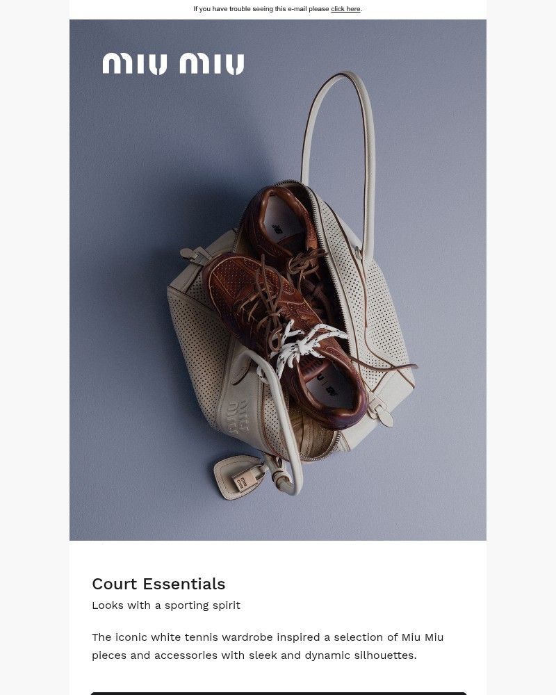 Screenshot of email sent to a Miu Miu Newsletter subscriber