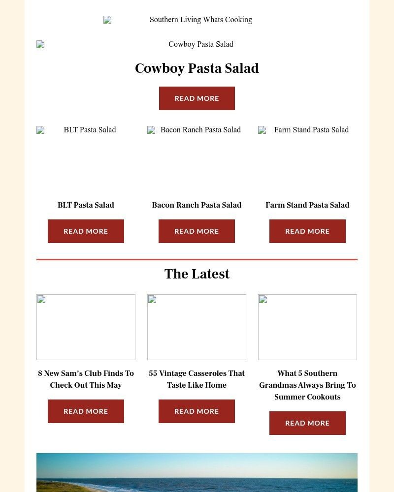 Screenshot of email sent to a Southern Living Newsletter subscriber
