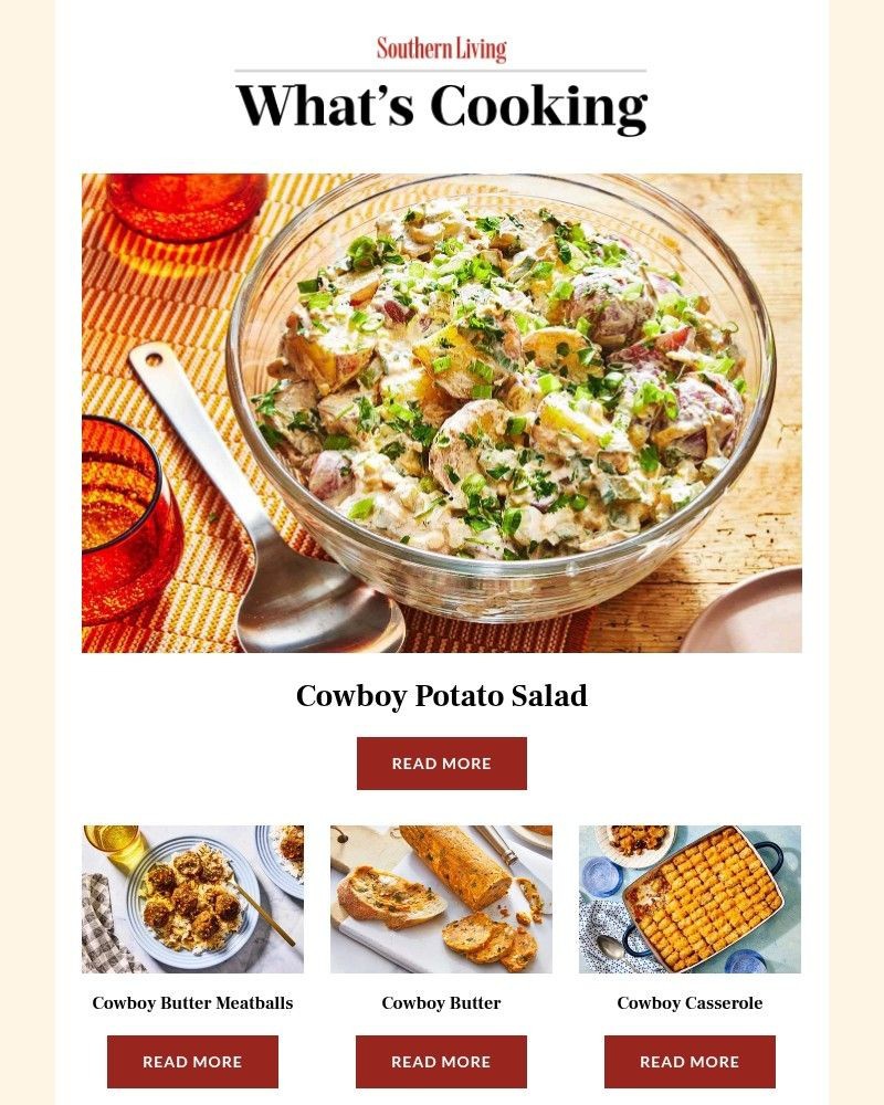 Screenshot of email sent to a Southern Living Newsletter subscriber