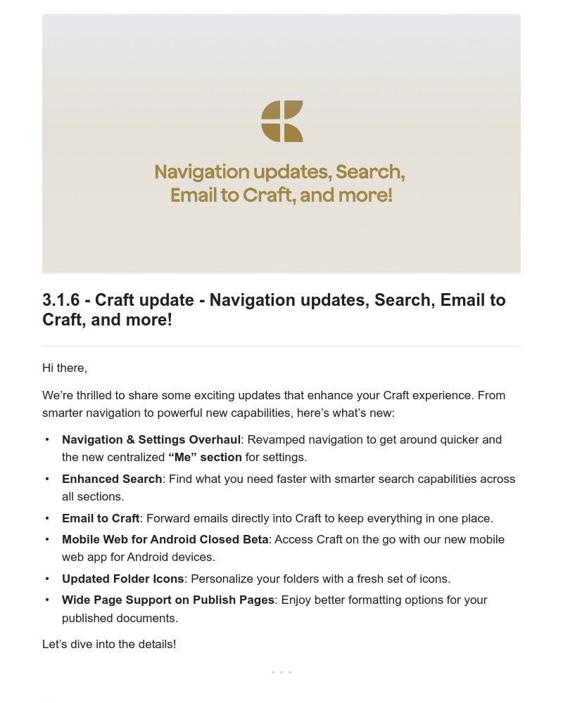 Screenshot of email with subject /media/emails/craft-update-navigation-updates-search-email-to-craft-and-more-054d54-cropped-3dd47453.jpg