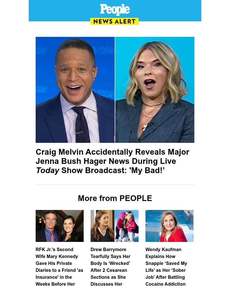 Screenshot of email sent to a People Newsletter subscriber