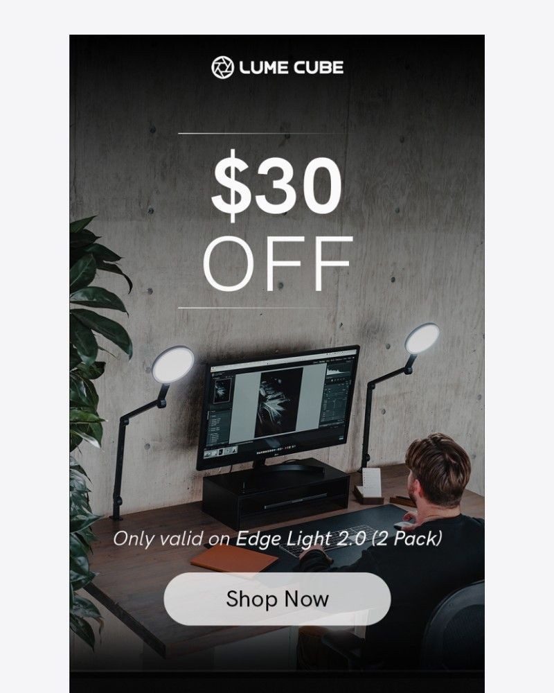 Screenshot of email sent to a Lume Cube Newsletter subscriber
