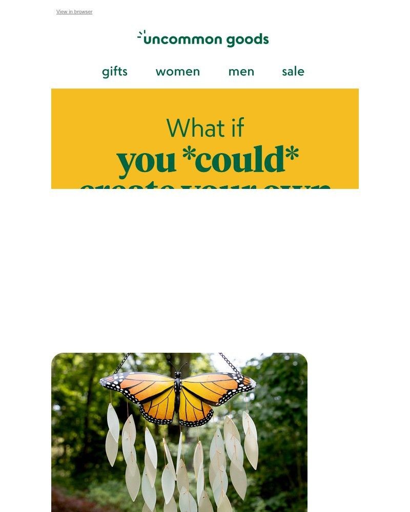 Screenshot of email sent to a UncommonGoods Newsletter subscriber