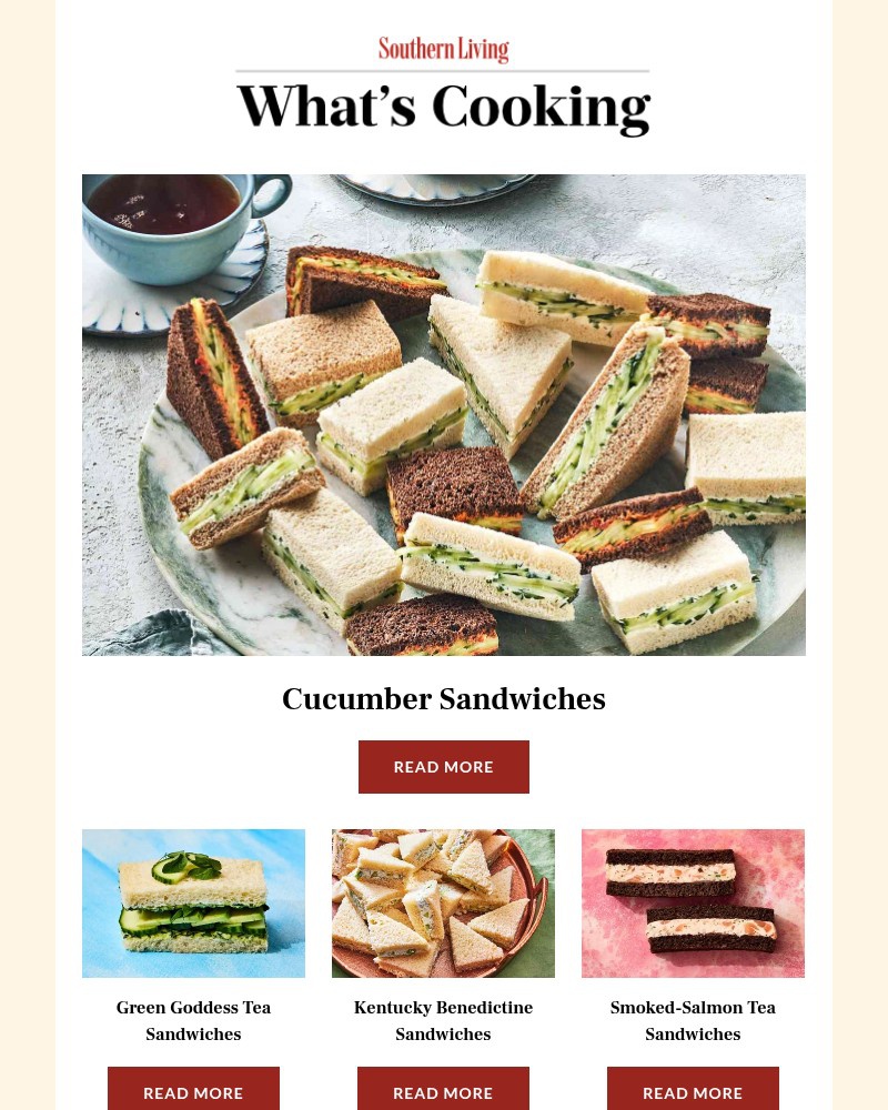 Screenshot of email sent to a Southern Living Newsletter subscriber