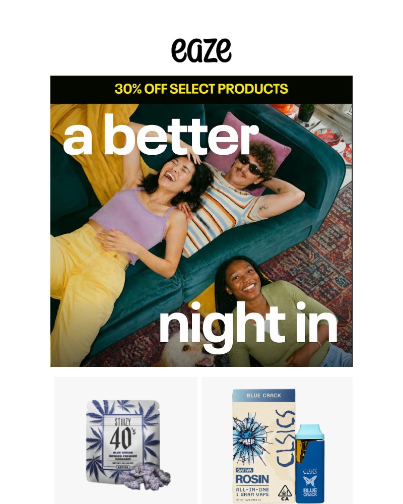 Screenshot of email sent to a Eaze Registered user