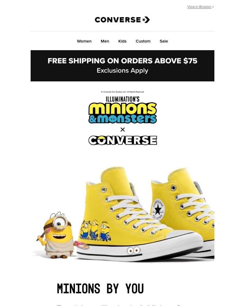 Screenshot of email sent to a Converse Newsletter subscriber