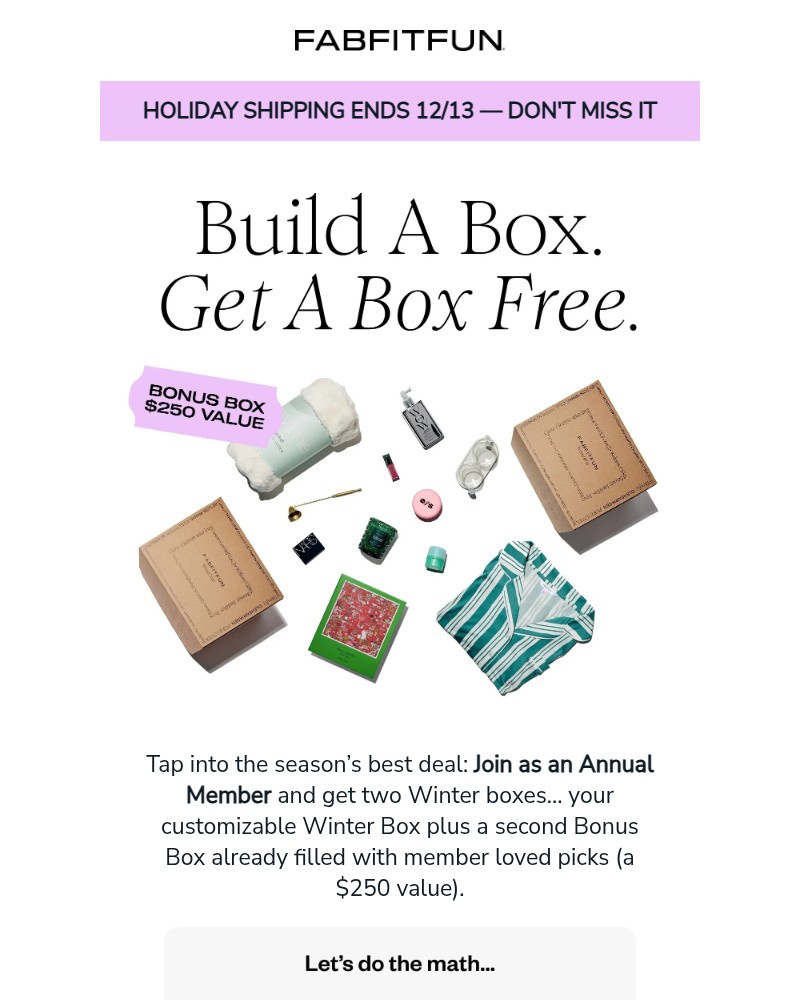 Screenshot of email sent to a FabFitFun Newsletter subscriber