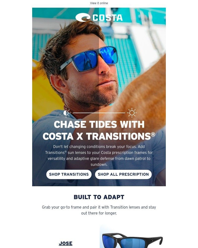 Screenshot of email sent to a Costa del Mar Newsletter subscriber
