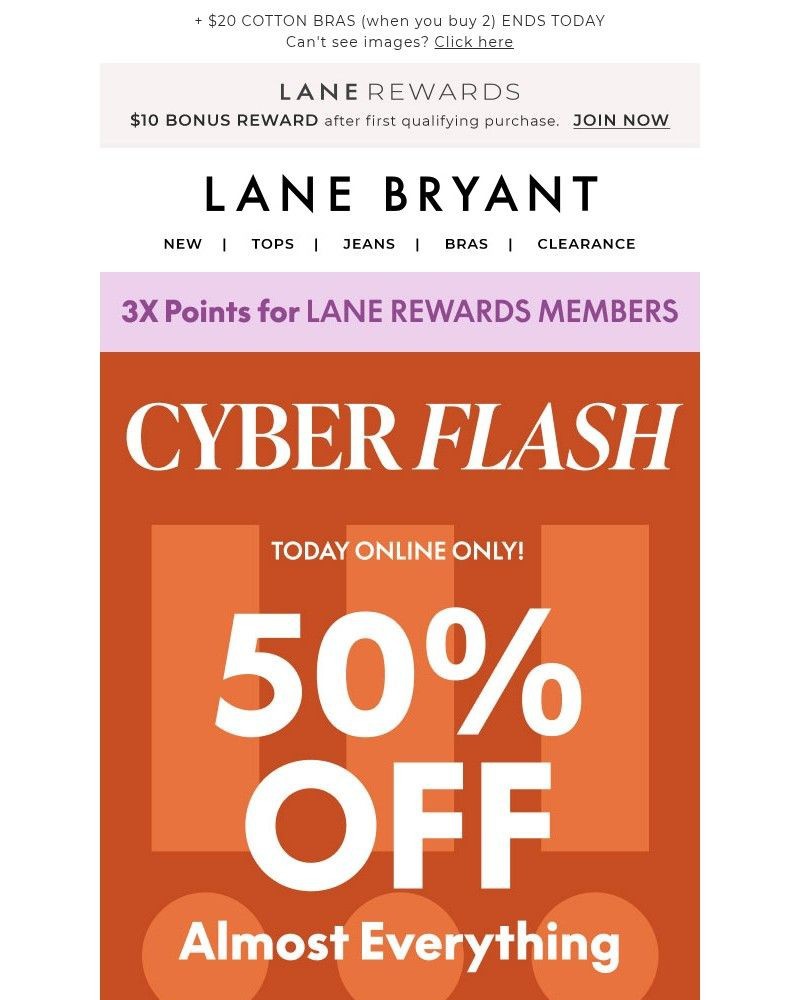 Screenshot of email with subject /media/emails/cyber-flash-50-off-today-online-only-f7720c-cropped-eaf5a212.jpg