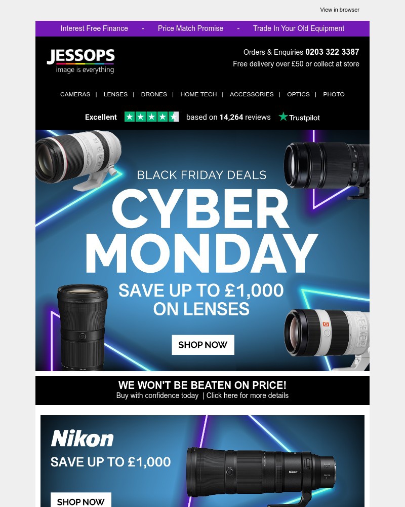 Screenshot of email with subject /media/emails/cyber-monday-alert-save-up-to-1000-on-our-best-lenses-a8cccb-cropped-79912046.jpg