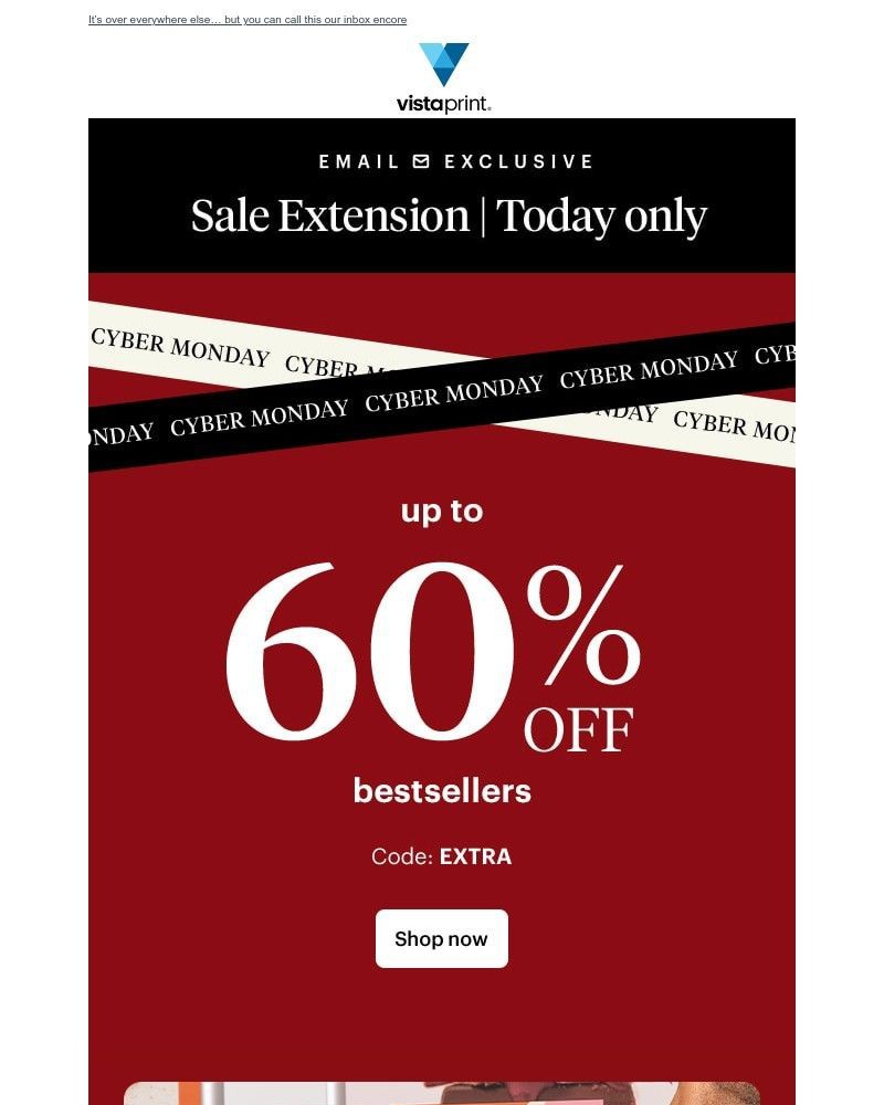 Screenshot of email sent to a Vistaprint Registered user