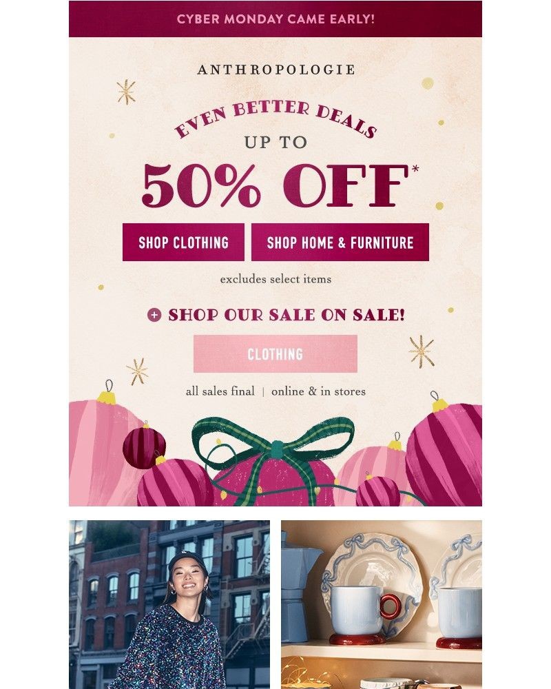 Screenshot of email sent to a Anthropologie Newsletter subscriber