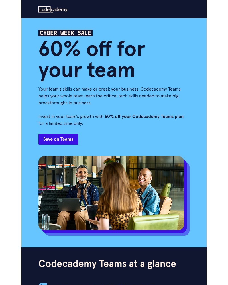Screenshot of email sent to a Codecademy Registered user