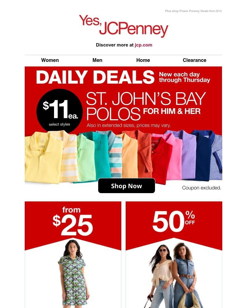 Screenshot of email sent to a JCPenney Newsletter subscriber