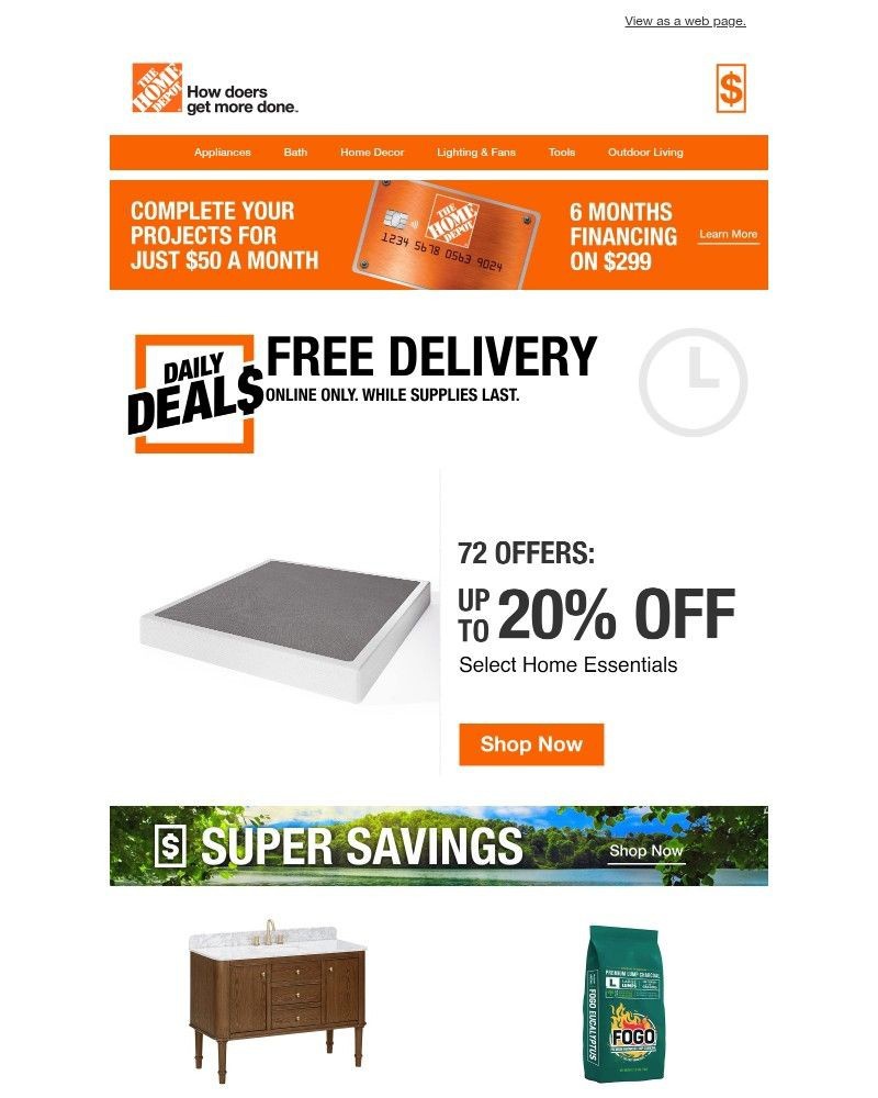 Screenshot of email sent to a Home Depot Newsletter subscriber