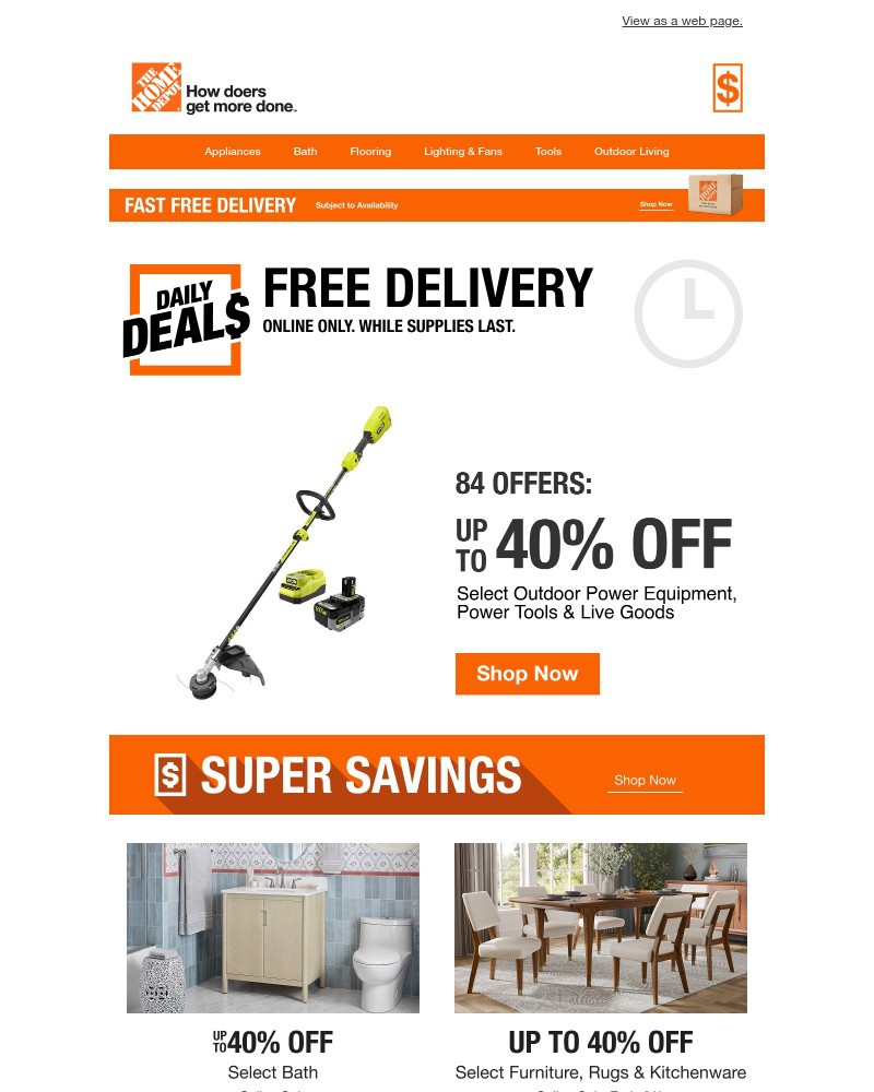 Screenshot of email sent to a Home Depot Newsletter subscriber