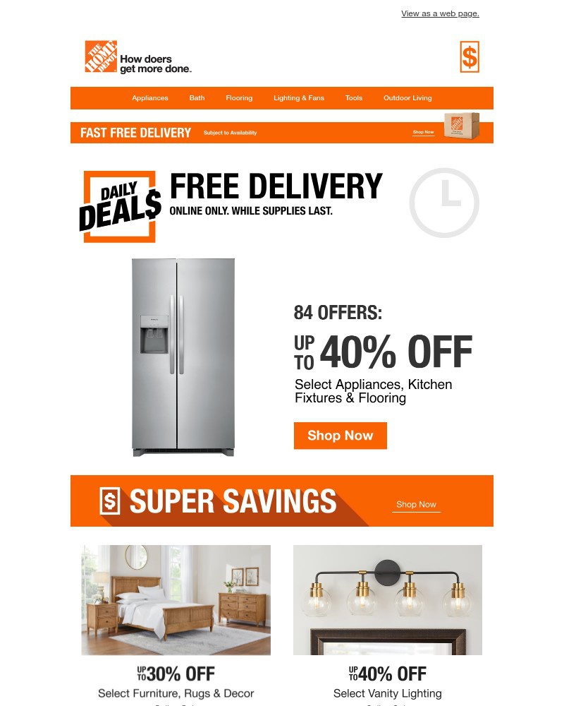 Screenshot of email sent to a Home Depot Newsletter subscriber