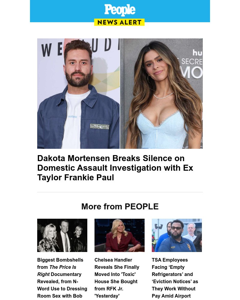 Screenshot of email sent to a People Newsletter subscriber