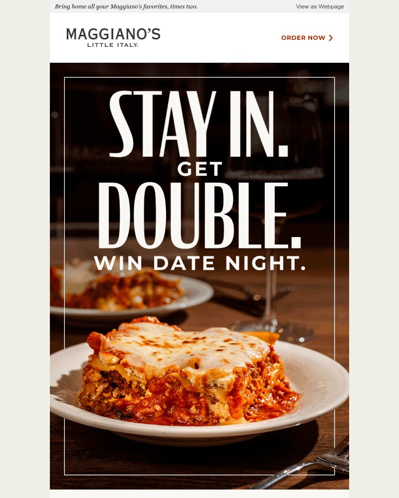 Screenshot of email sent to a Maggiano’s Little Italy Newsletter subscriber