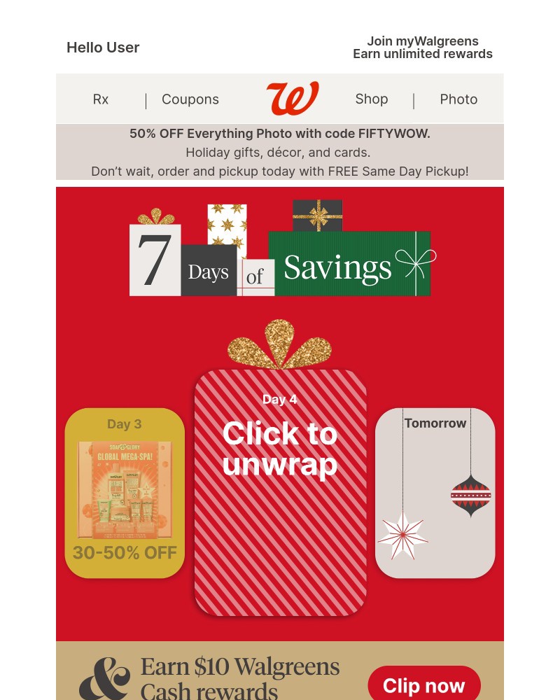 Screenshot of email sent to a Walgreens Registered user