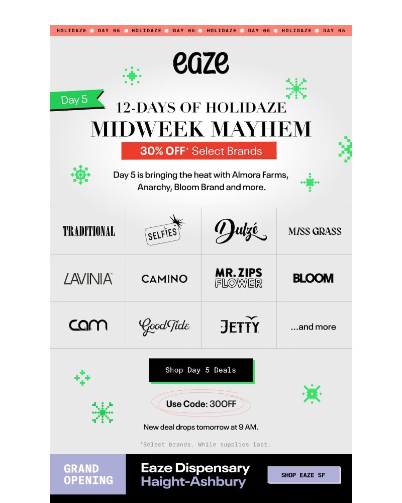 Screenshot of email sent to a Eaze Registered user