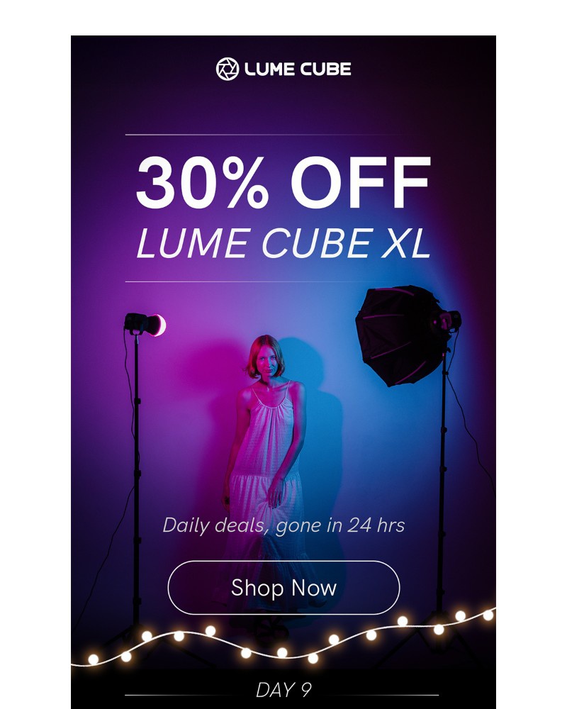 Screenshot of email sent to a Lume Cube Newsletter subscriber