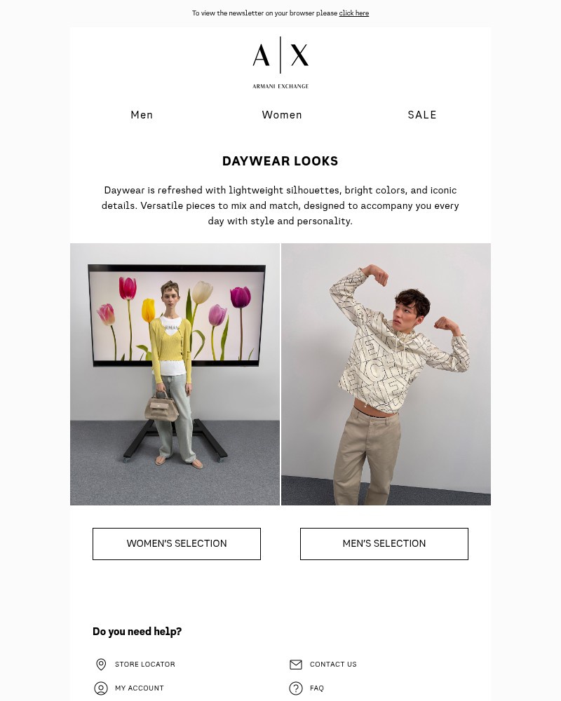 Screenshot of email sent to a Armani Newsletter subscriber