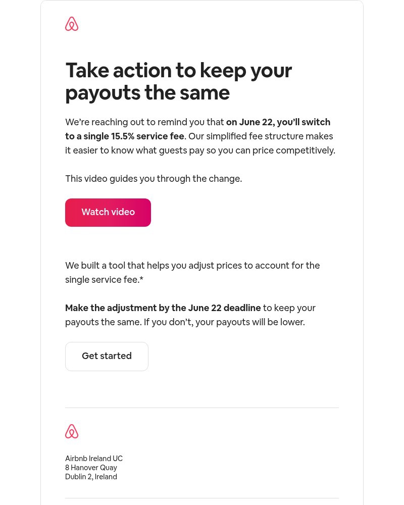 Screenshot of email sent to a Airbnb Registered user