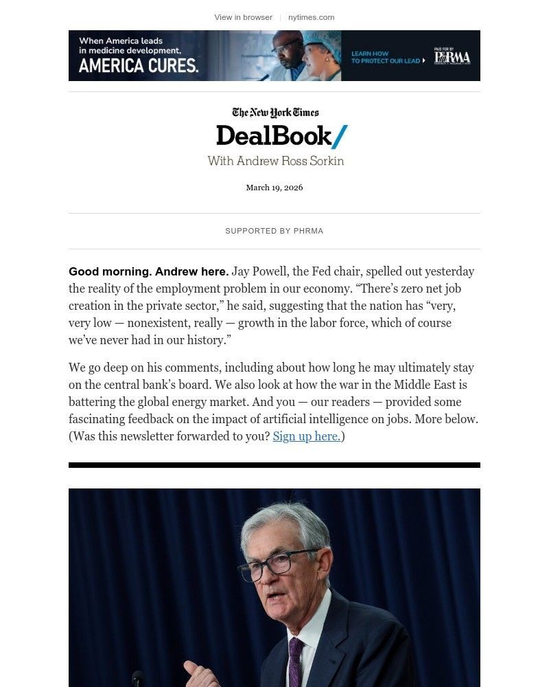 Screenshot of email sent to a The New York Times Customer