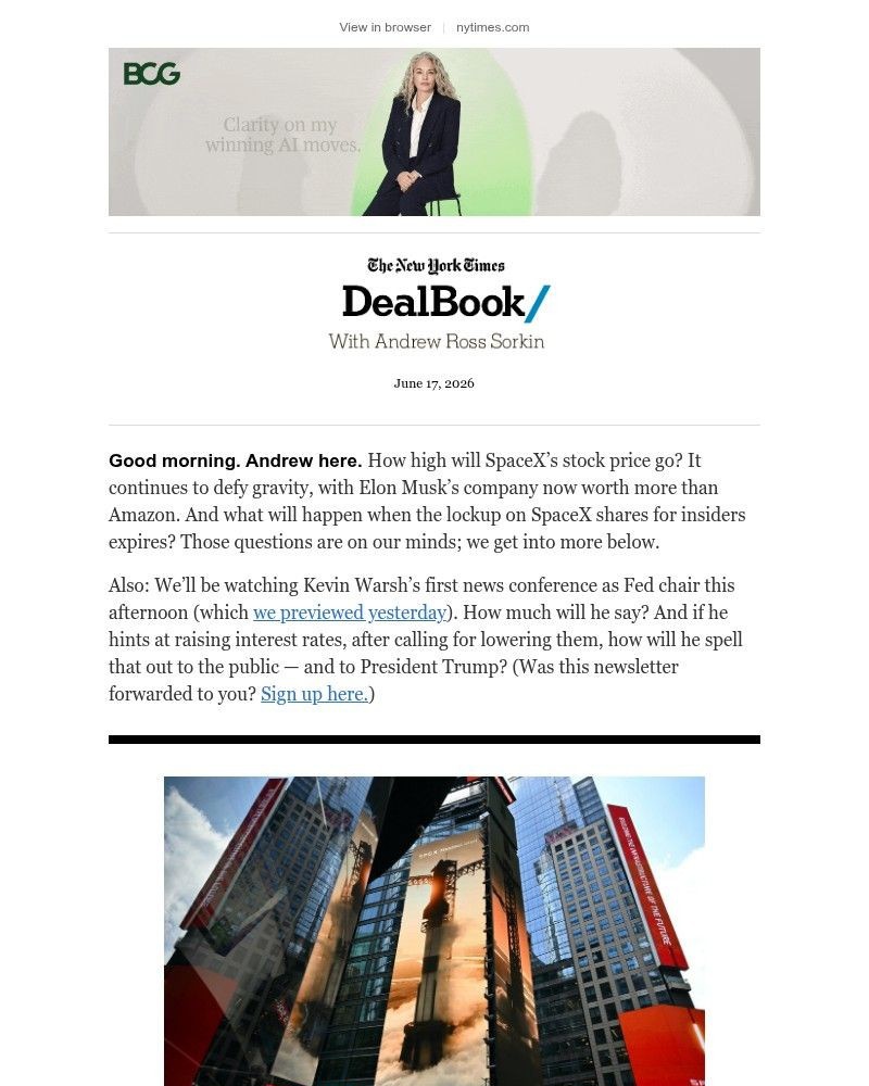 Screenshot of email sent to a The New York Times Customer
