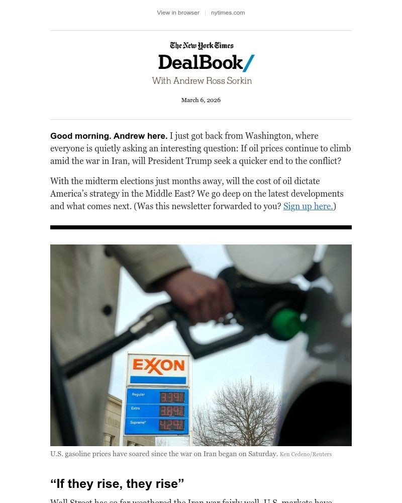 Screenshot of email sent to a The New York Times Customer