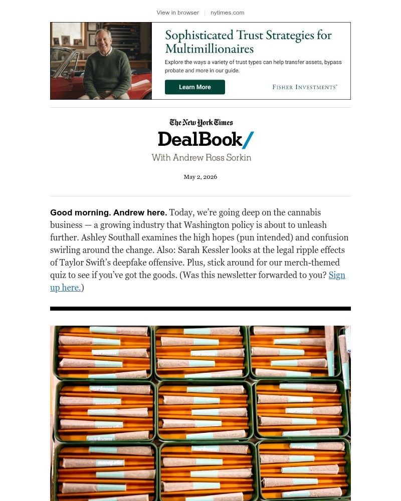 Screenshot of email sent to a The New York Times Customer